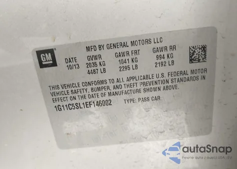 2014 Chevrolet Malibu 1Lt from USA, damaged, VIN 1G11C5SL1EF146002